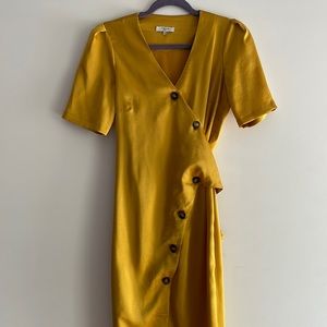 gold satin midi dress